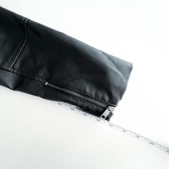 Banana Republic Womens Moto Faux Leather Jacket Full Zip Mock Neck Black XS - Picture 7 of 7